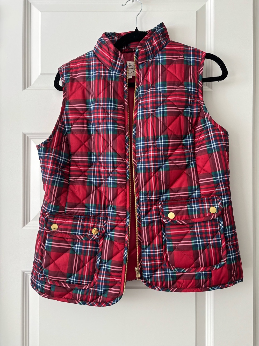 St. John's Bay Plaid Quilted Vest Size M